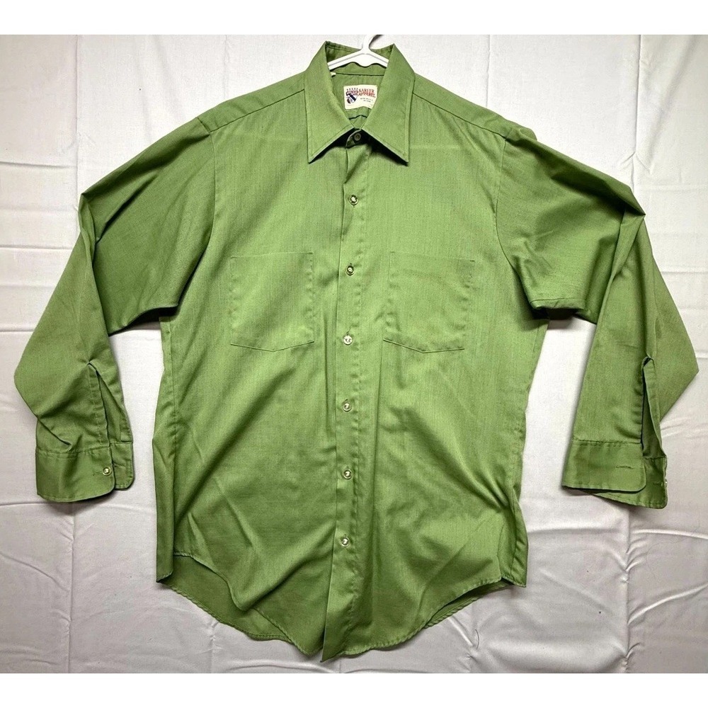 VTG Red Kap Career Apparel Dress Shirt Mens 15.5-32 Green Classic Formal Button